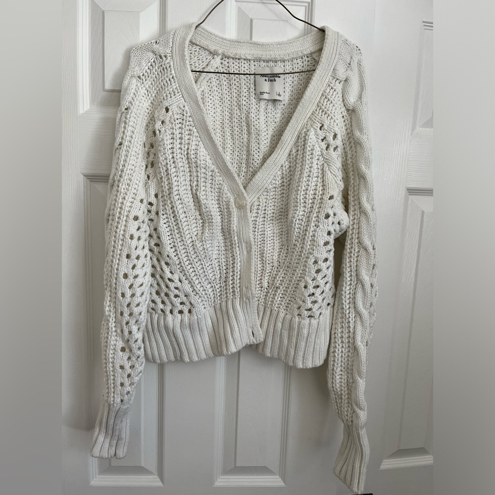 Abercrombie & Fitch White Cardigan